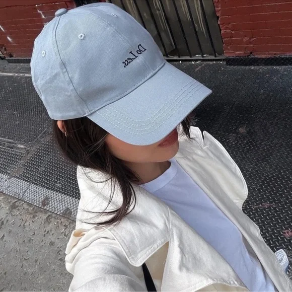 NWT Merit Beauty Blue Baseball Cap with Embroidered "do less" - Picture 2 of 4